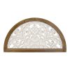Distressed White and Natural Wood Scroll Design Over Door Wall Hanging