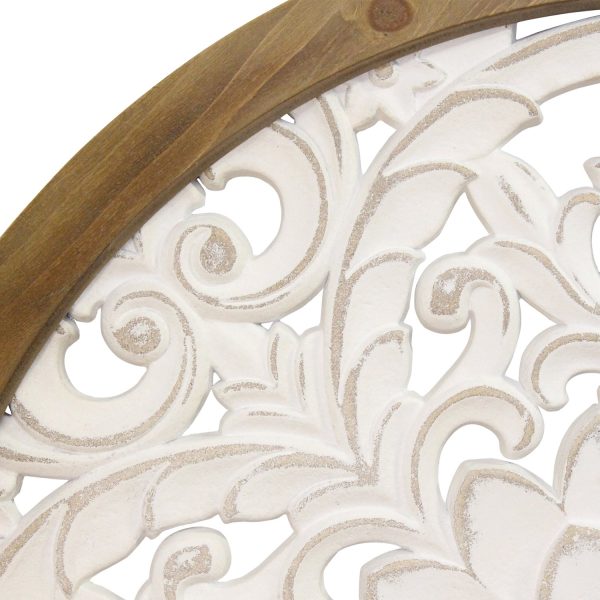 Distressed White and Natural Wood Scroll Design Over Door Wall Hanging - Image 3