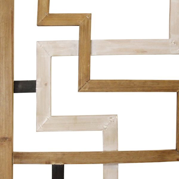Modern Maze Natural White and Black Wood Panel Wall Art - Image 3