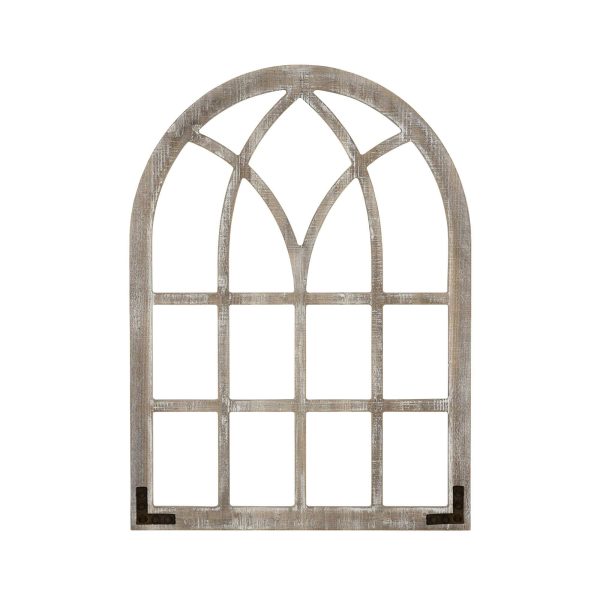 Distressed Wood Framed Window Arch Wall Decor - Image 3