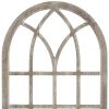 Distressed Wood Framed Window Arch Wall Decor - Image 4