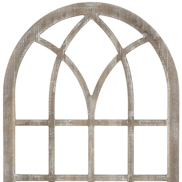 Distressed Wood Framed Window Arch Wall Decor - Image 4