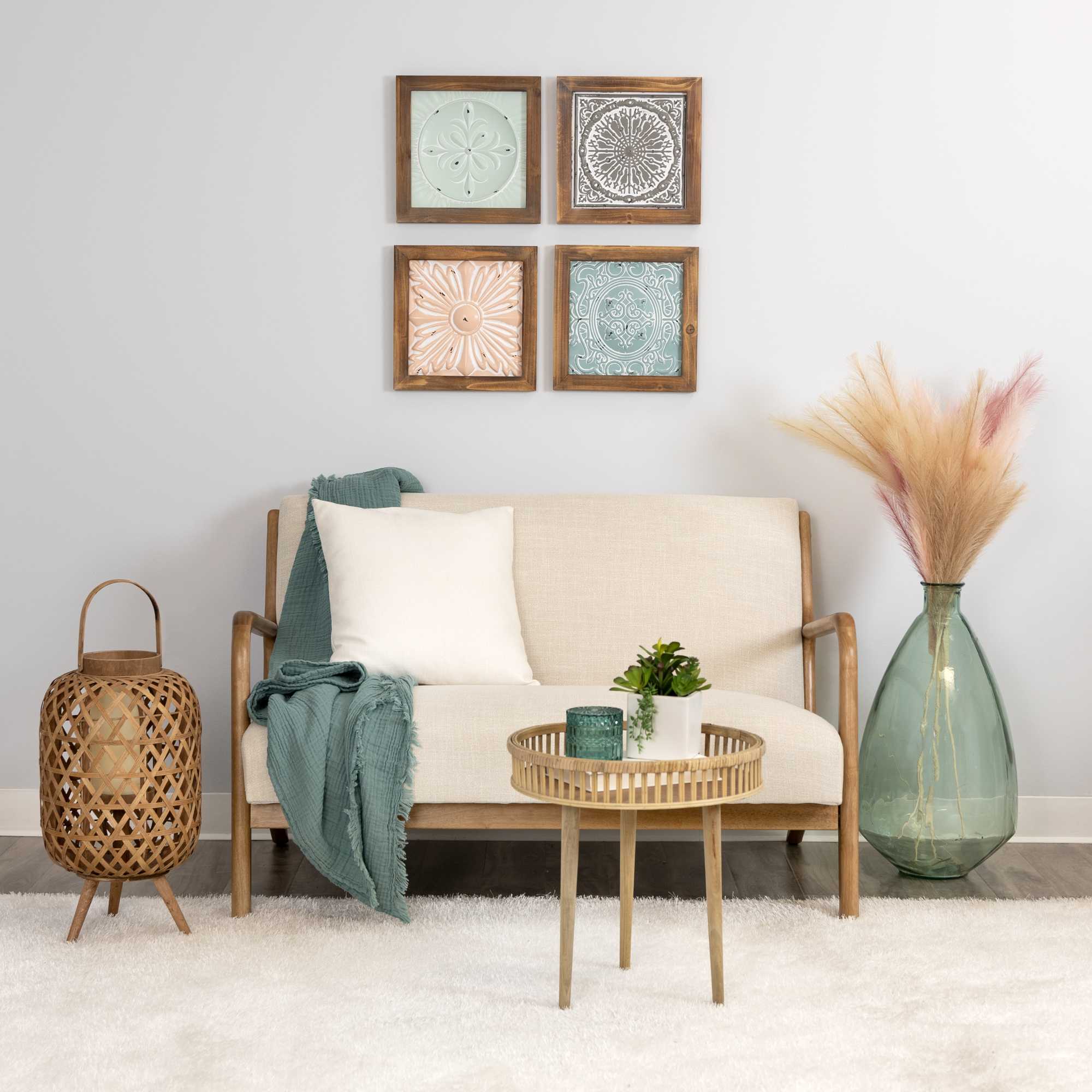 Round Bamboo Rattan Finish End or Side Table - Image 3