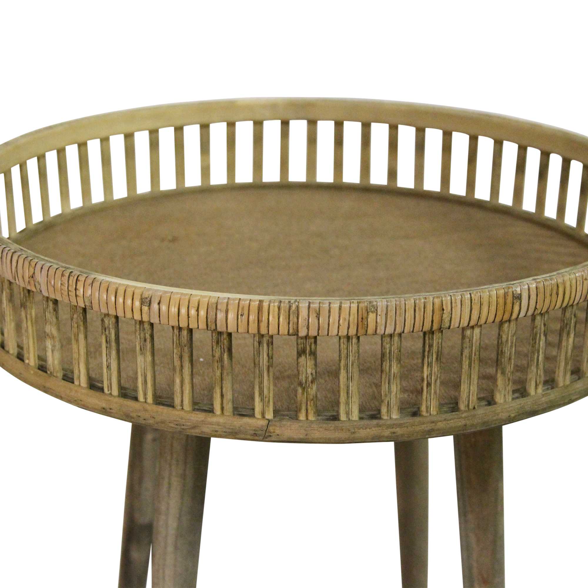 Round Bamboo Rattan Finish End or Side Table - Image 2