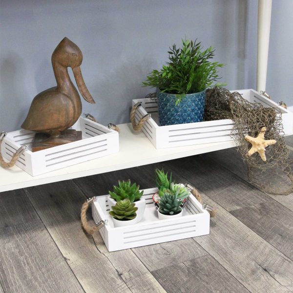 S 3 Hampton Nesting Wood with Metal Handles Trays - Image 3