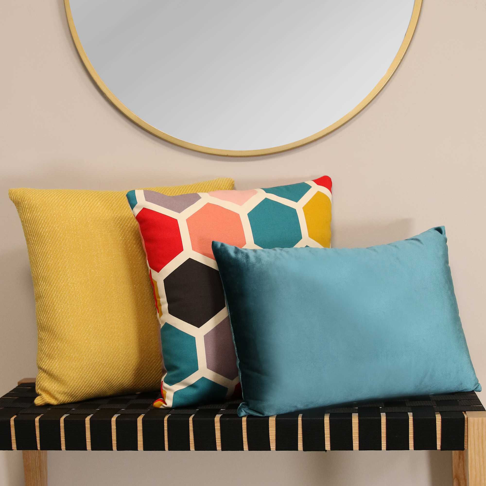 Mustard Yellow Tweed Textured Velvet Square Pillow - Image 2