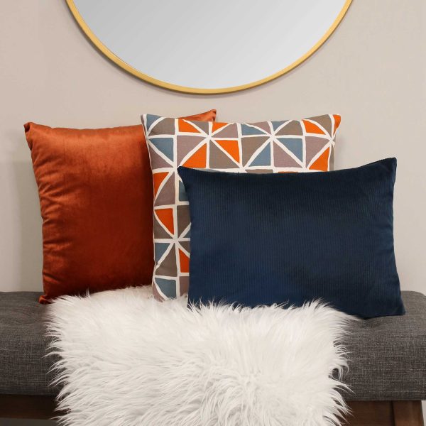 Orange and Blue Geometric Design Square Pillow - Image 2
