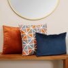 Orange and Blue Geometric Design Square Pillow - Image 3