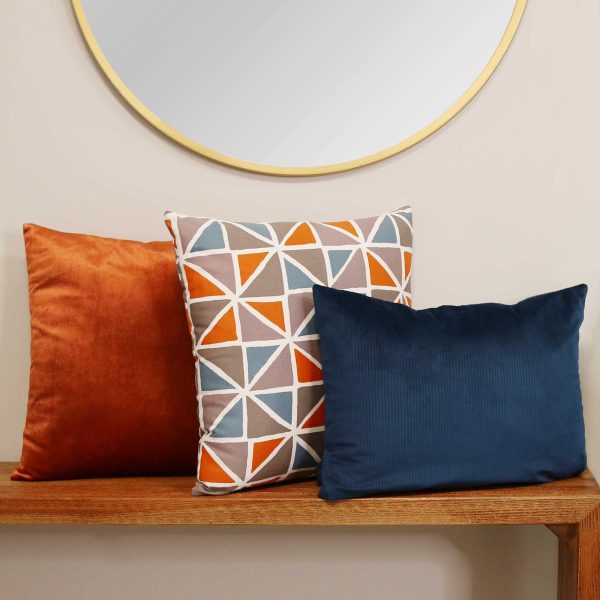 Orange and Blue Geometric Design Square Pillow - Image 3