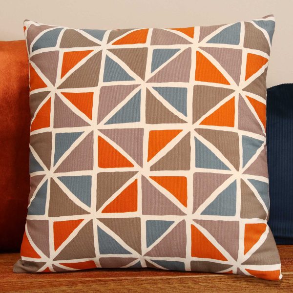 Orange and Blue Geometric Design Square Pillow - Image 4
