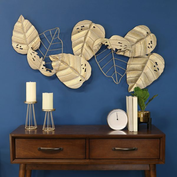 Gold Metal Leaf Centerpiece Wall Decor - Image 2