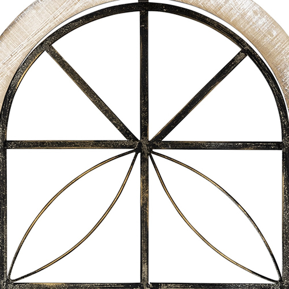 Distressed White Metal & Wood Window Panel - Image 4