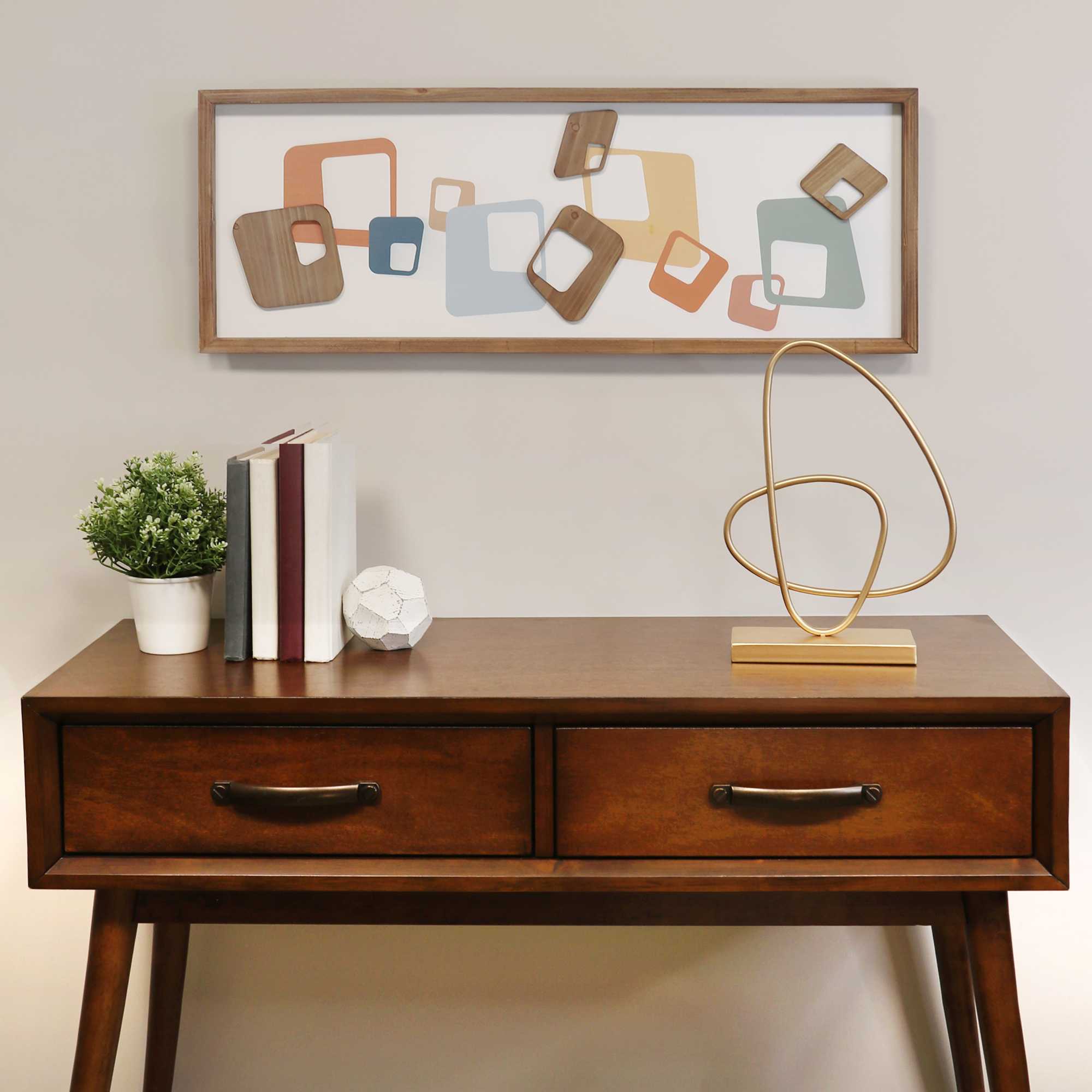 Multi Color Geometric Wood Framed 3D Wall Art - Image 2