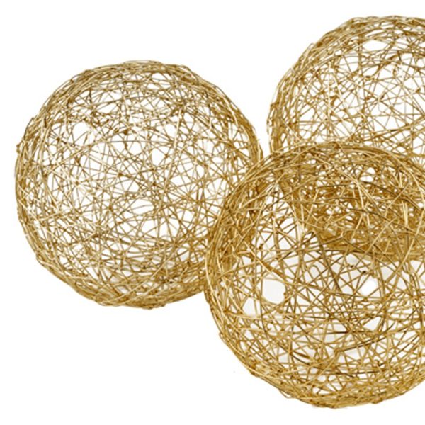 3" X 3" X 3" Gold Iron Wire Spheres Box Of 3 - Image 4