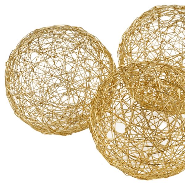 4" X 4" X 4" Gold Iron Wire Spheres Box Of 3 - Image 4