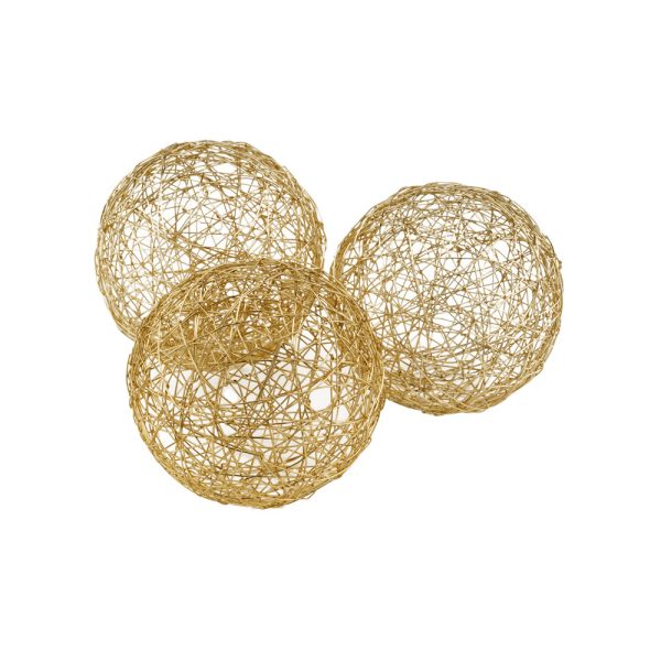 5" X 5" X 5" Gold Iron Wire Spheres Box Of 3 - Image 3