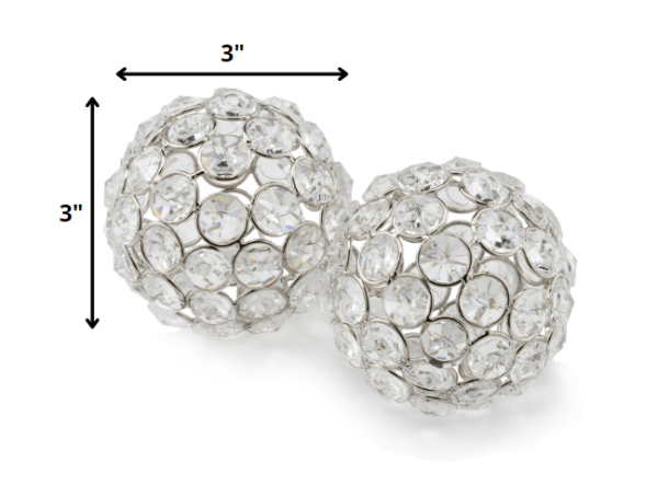 3" Silver Iron and Crystal Spheres Set Of 2 - Image 2