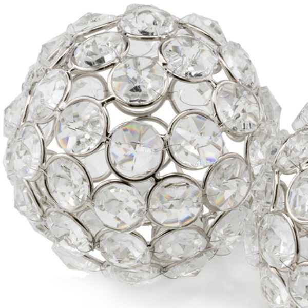 3" Silver Iron and Crystal Spheres Set Of 2 - Image 4