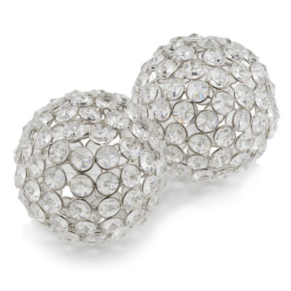 4" X 4" X 4" Silver Iron & Cristal Spheres Set Of 2 - Image 3