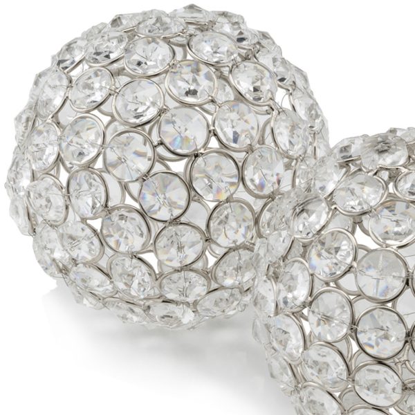 4" X 4" X 4" Silver Iron & Cristal Spheres Set Of 2 - Image 4