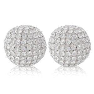 5" X 5" X 5" Silver Iron & Cristal Spheres Set Of 2