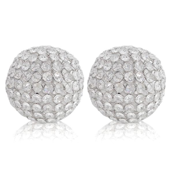5" X 5" X 5" Silver Iron & Cristal Spheres Set Of 2 - Image 3