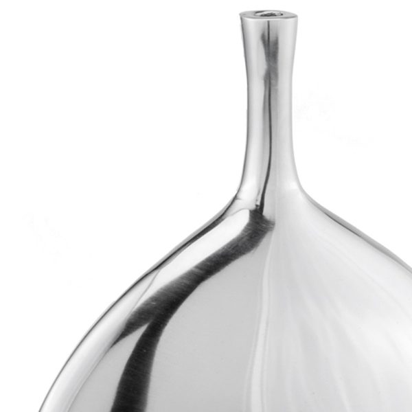 Mod Buffed Silver Long Neck Disc Vase - Image 4