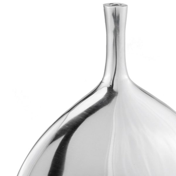 3" X 9" X 12" Silver Aluminum Meduim Long Neck Disc Vase - Image 4