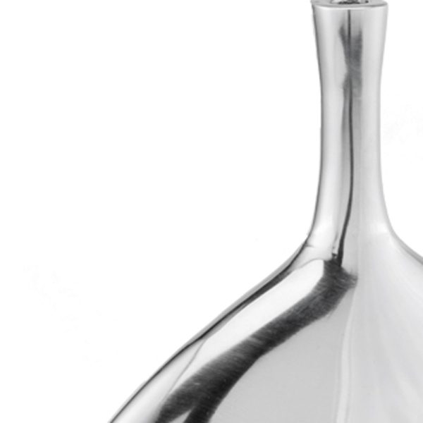 3" X 9" X 12" Silver Aluminum Meduim Long Neck Disc Vase - Image 5