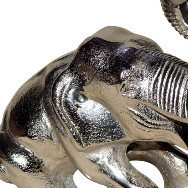 5" X 10" X 8" Silver Aluminum Resting Elephant - Image 5