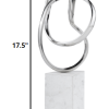 5.5" X 7.5" X 17.5" Silver and White Aluminum and Marble Abstract Sculpture - Image 2