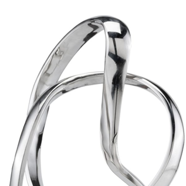 5.5" X 7.5" X 17.5" Silver and White Aluminum and Marble Abstract Sculpture - Image 4