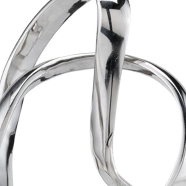 5.5" X 7.5" X 17.5" Silver and White Aluminum and Marble Abstract Sculpture - Image 5