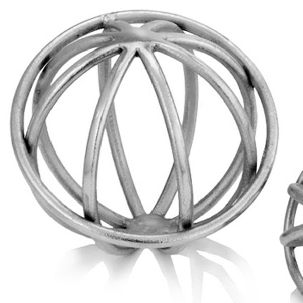 8" X 8" X 7" Silver Aluminum Large Sphere - Image 4