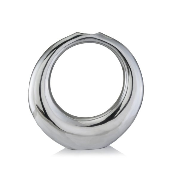 3" X 16" X 17" Silver Aluminum Ring Small Hoop Vase - Image 2
