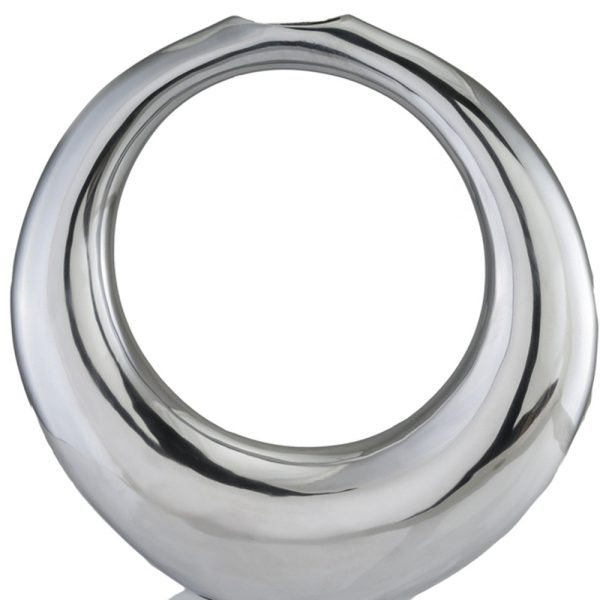 3" X 16" X 17" Silver Aluminum Ring Small Hoop Vase - Image 3