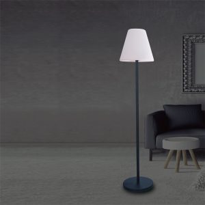 67" Black LED Floor Lamp with Speaker and White Shade
