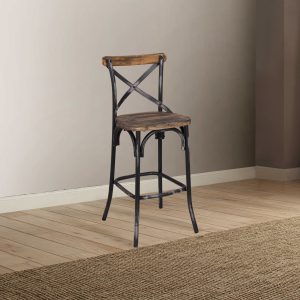 Antique Black Reclaimed Wooden Bar Chair