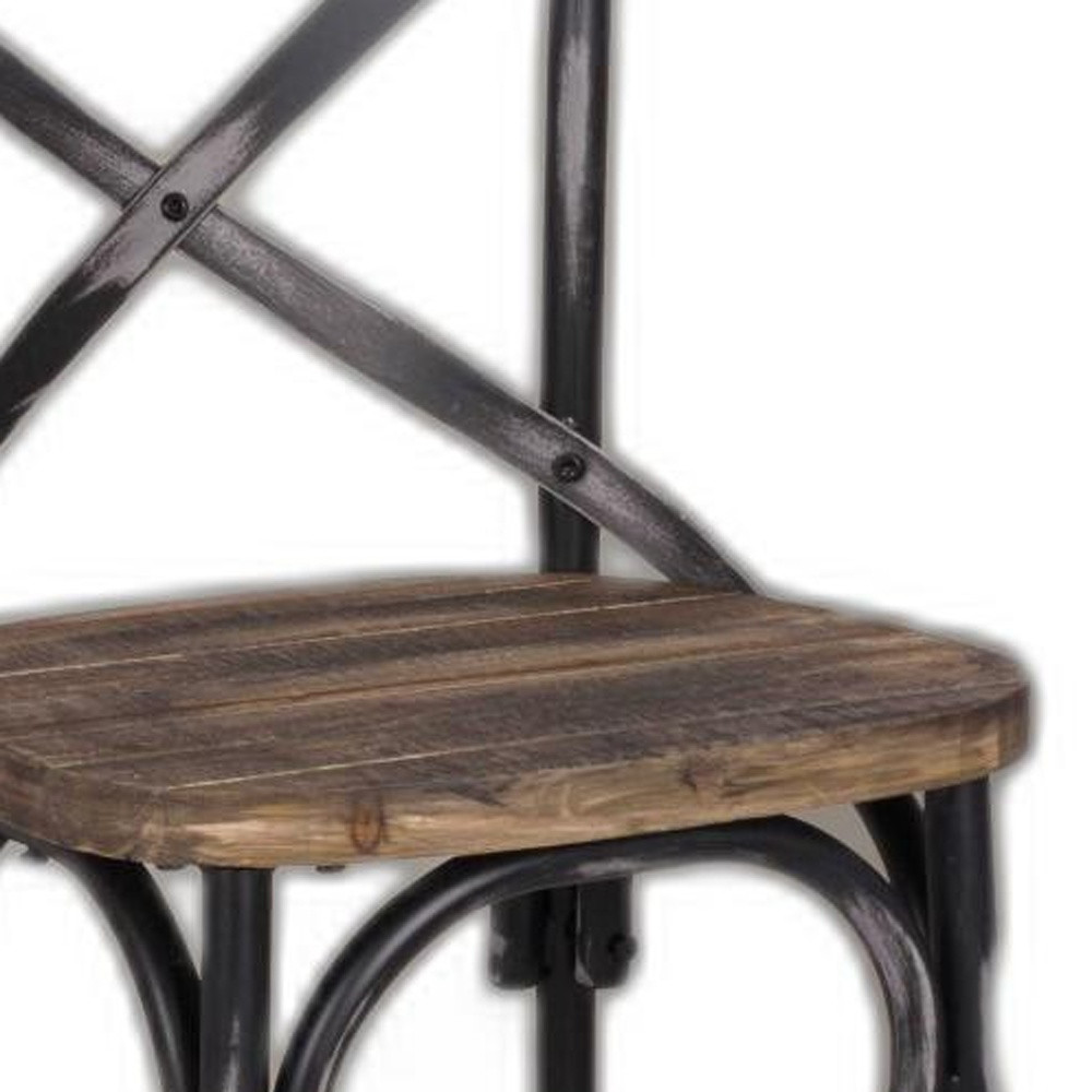 Antique Black Reclaimed Wooden Bar Chair - Image 5