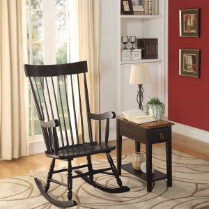 33" X 25" X 45" Black Wood Rocking Chair