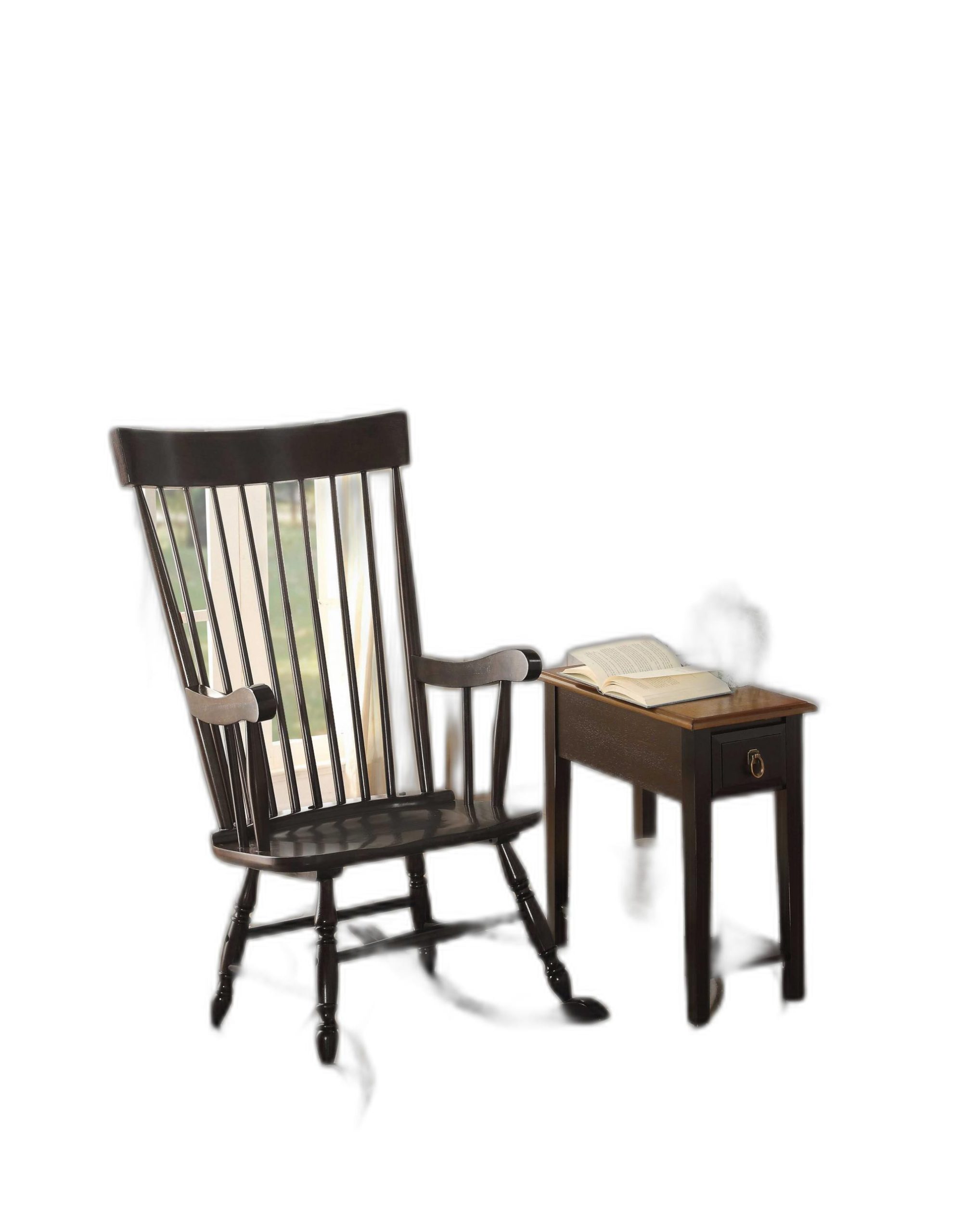 33" X 25" X 45" Black Wood Rocking Chair - Image 2