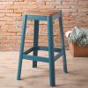 Contrast Teal and Natural Wood Bar Stool - Image 2