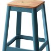 Contrast Teal and Natural Wood Bar Stool - Image 4