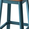 Contrast Teal and Natural Wood Bar Stool - Image 5