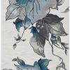 3' x 5' Ivory Blue Oversized Leaves Area Rug - Image 2