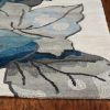 3' x 5' Ivory Blue Oversized Leaves Area Rug - Image 3