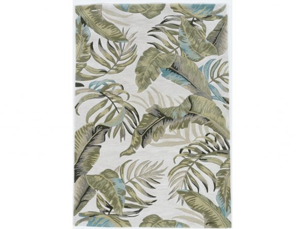 3' x 5' Ivory Tropical Leaves Area Rug - Image 2