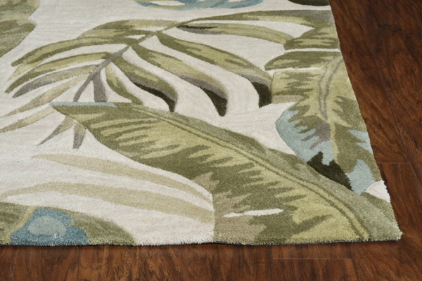 3' x 5' Ivory Tropical Leaves Area Rug - Image 3