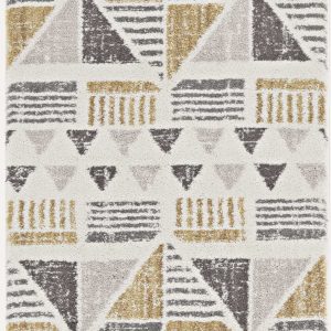 5'x8' Ivory Gold Machine Woven Geometric Indoor Area Rug