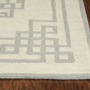 2' x 4' Ivory  Grey Wool Area Rug